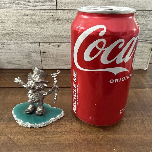 Vintage Lucky Pewter Irish Leprechaun Figurine St Patrick’s Day Stone Slab - Picture 4 of 5